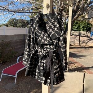 Sam Edelman black grey belted coat size S